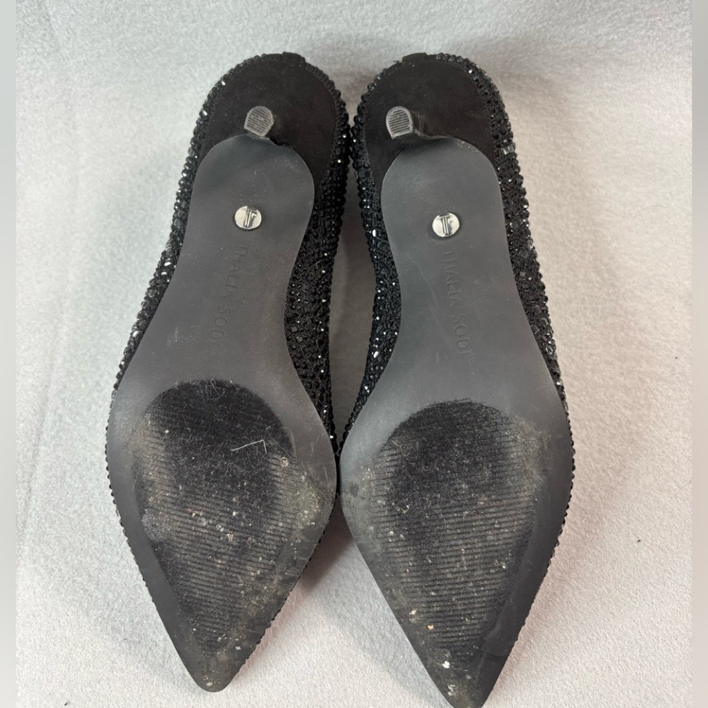 Thalia Sodi HEATHERE 7 Black Granite Glitter Evening Pumps Heels Shoes - Picture 8 of 9
